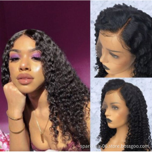 Cheap Indian Brazilian Virgin Deep Wave Curly natural Human 13x4 long Lace Front Hair Wigs For Women